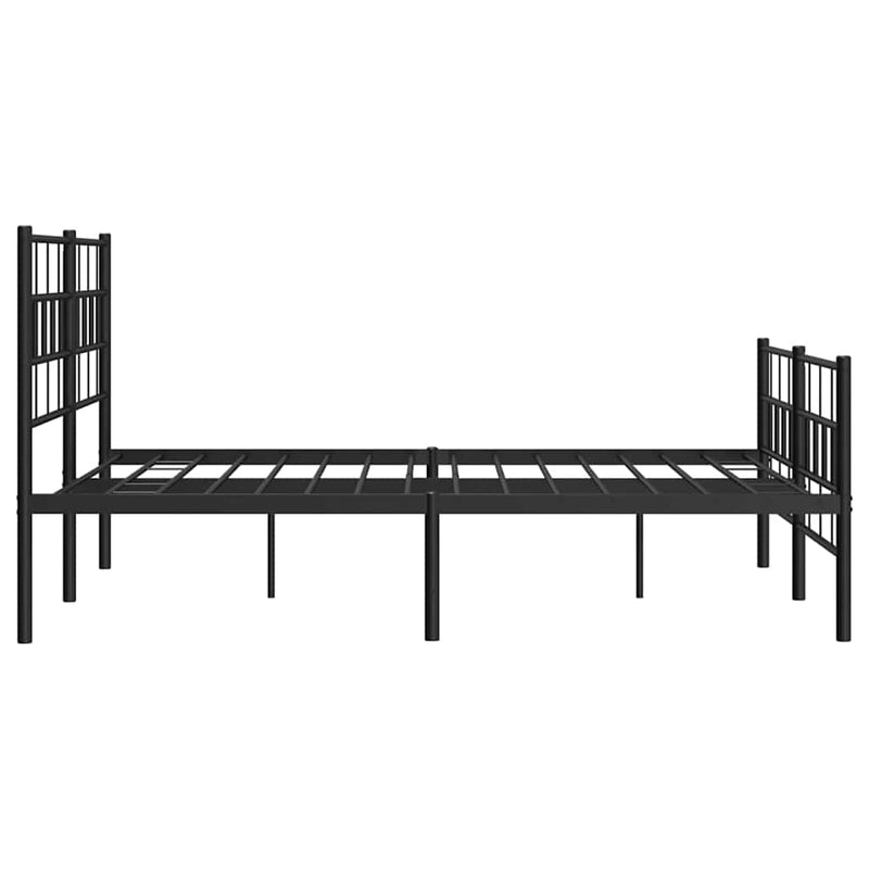 Cadru pat metalic cu tăblie de cap/picioare, negru, 135x190 cm
