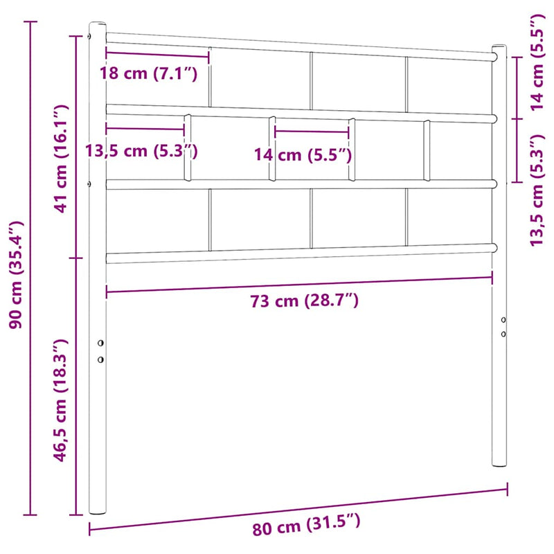 Tăblie de pat de schimb metalică, negru, 75 cm