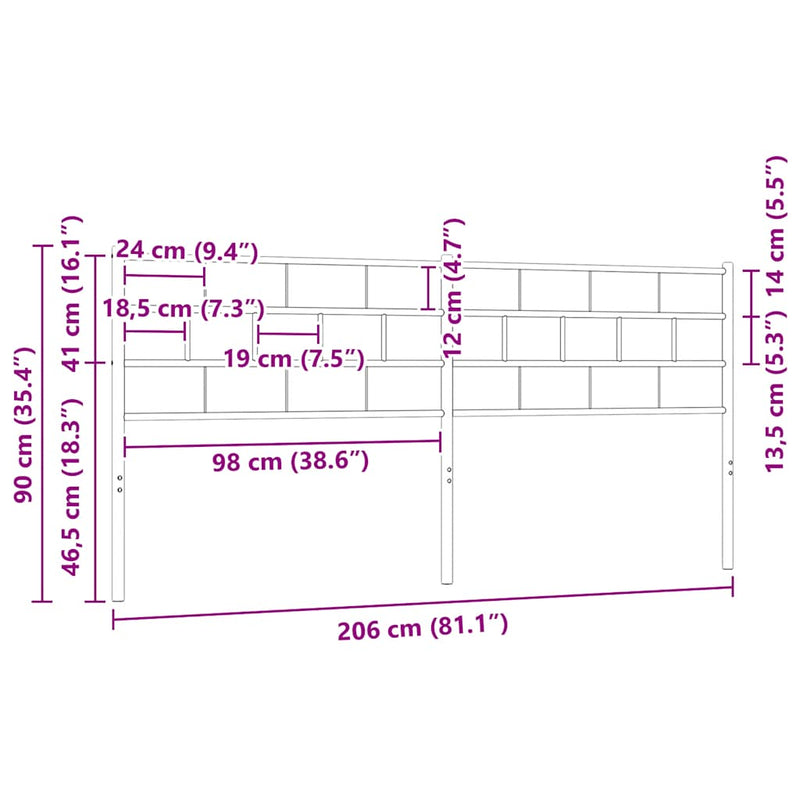 Tăblie de pat de schimb metalică, negru, 200 cm