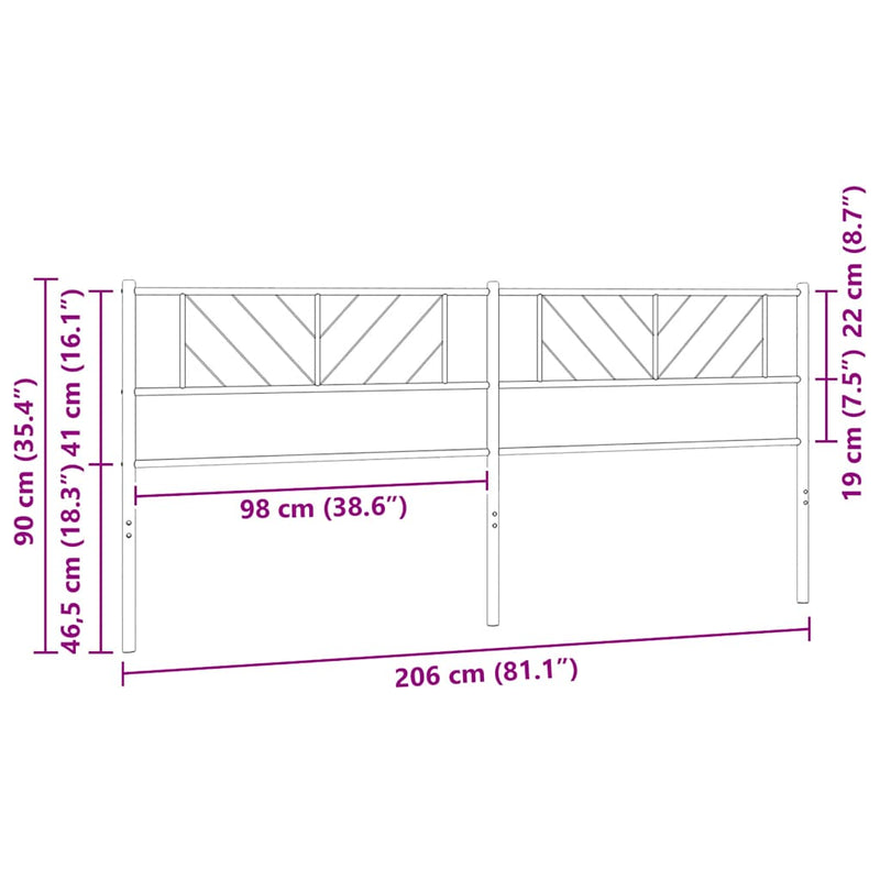 Tăblie de pat de schimb metalică, negru, 200 cm