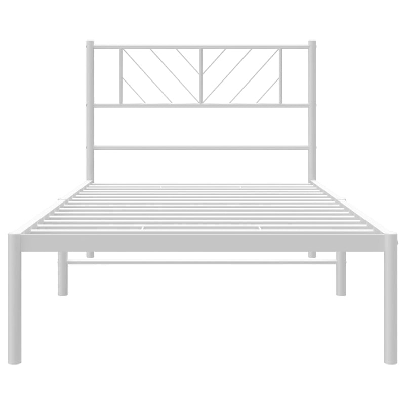 Cadru pat metalic cu tăblie, alb, 90x200 cm