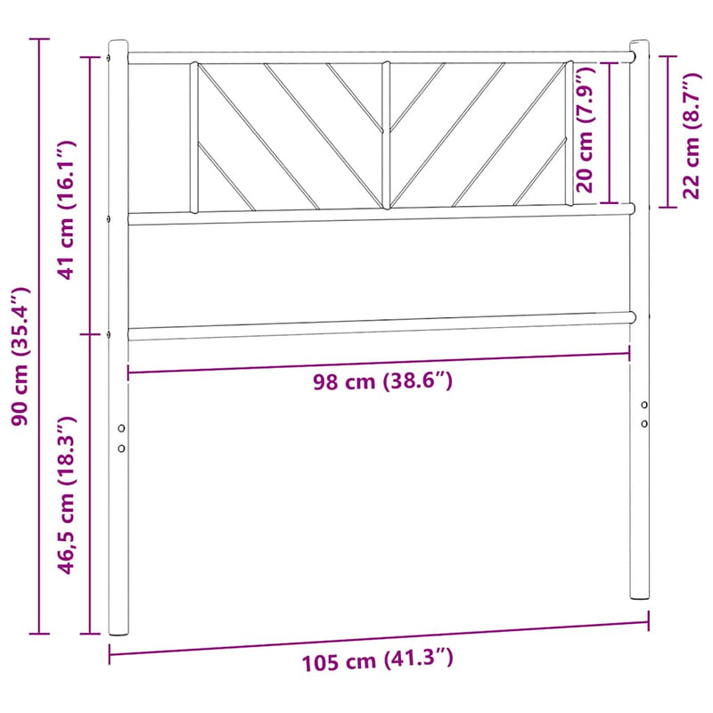 Tăblie de pat de schimb metalică, alb, 100 cm