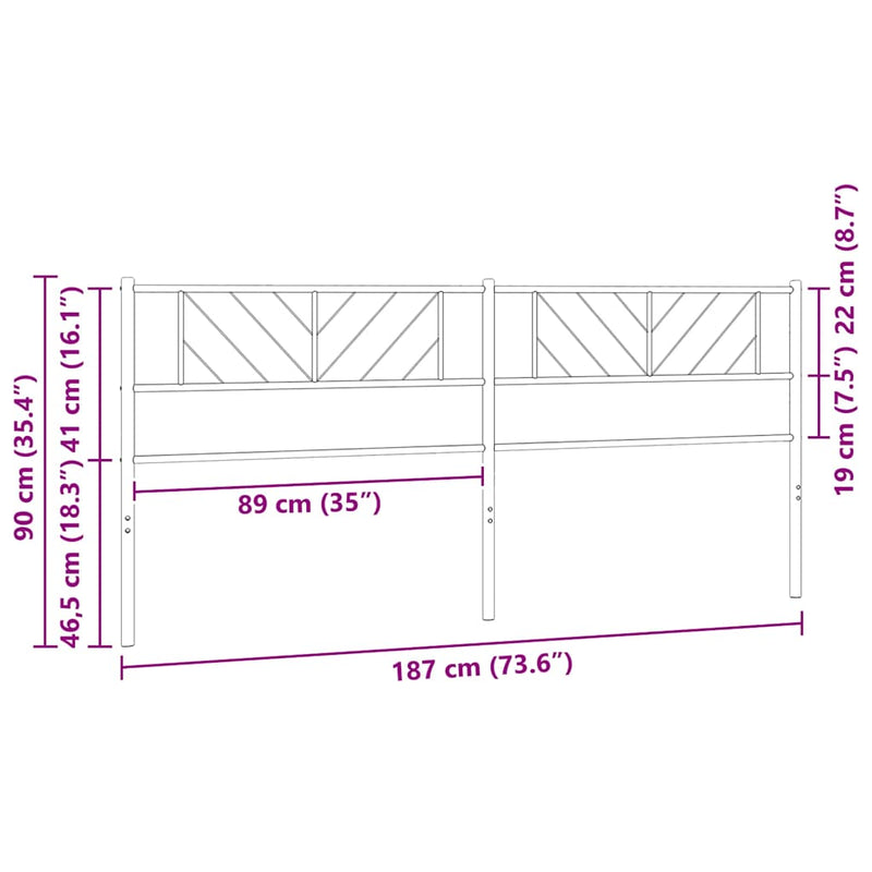 Tăblie de pat de schimb metalică, alb, 180 cm