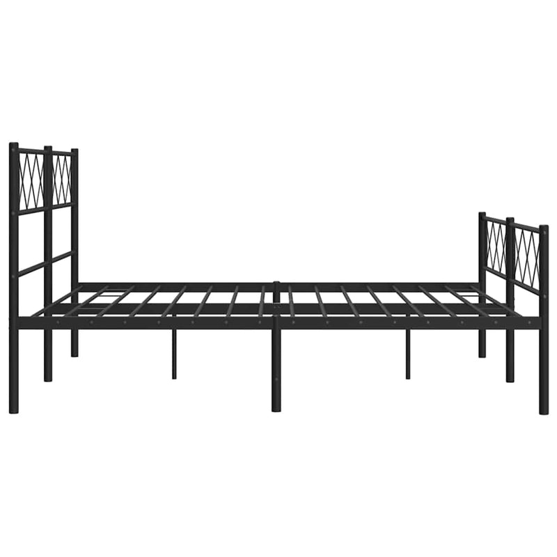 Cadru pat metalic cu tăblie de cap/picioare, negru, 150x200 cm