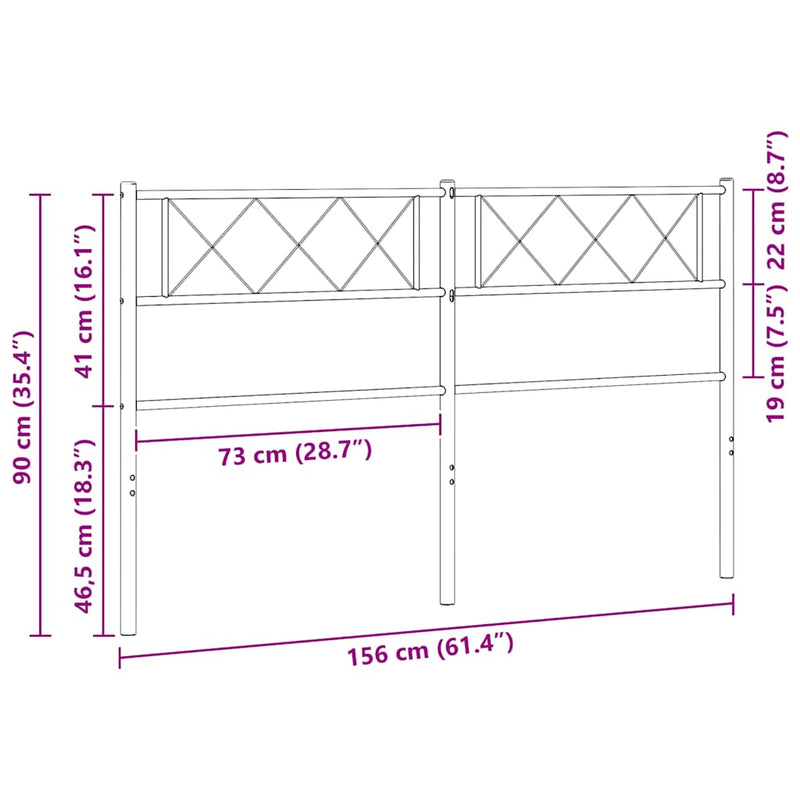 Tăblie de pat de schimb metalică, negru, 150 cm
