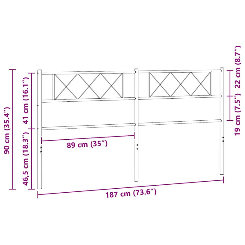 Tăblie de pat de schimb metalică, negru, 180 cm