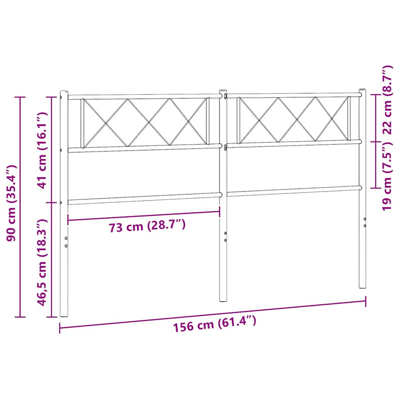 Tăblie de pat de schimb metalică, alb, 150 cm