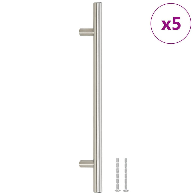 Mânere de dulap, 5 buc., argintiu, 192 mm, oțel inoxidabil