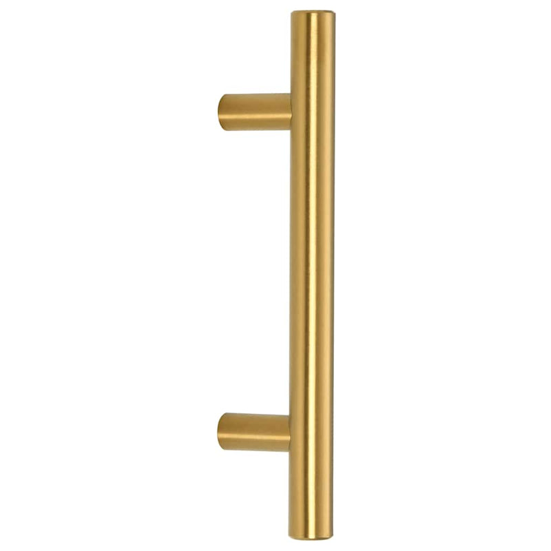 Mânere de dulap, 10 buc., auriu, centru orificiu 64 mm lungime totală 100 mm, oțel inoxidabil