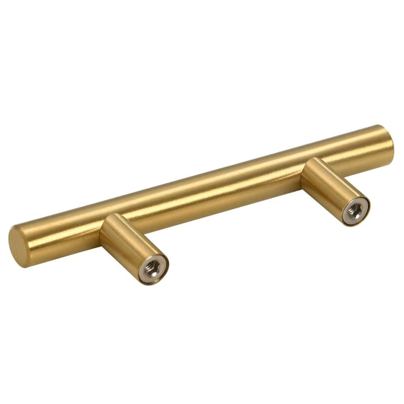 Mânere de dulap, 10 buc., auriu, centru orificiu 64 mm lungime totală 100 mm, oțel inoxidabil