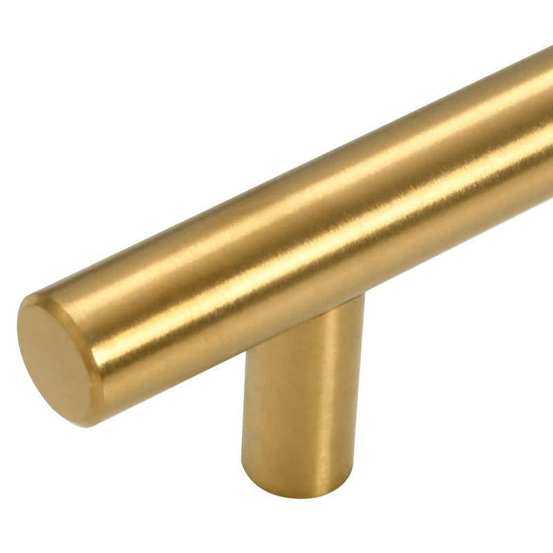 Mânere de dulap, 10 buc., auriu, centru orificiu 64 mm lungime totală 100 mm, oțel inoxidabil