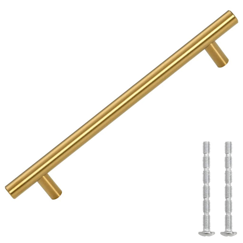 Mânere de dulap, 10 buc., auriu, distanță între găuri 160 mm lungime totală 224 mm, oțel inoxidabil