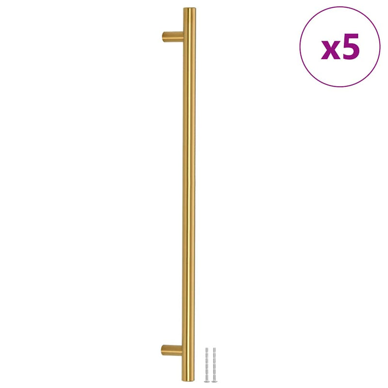 Mânere de dulap, 5 buc., auriu, 480 mm, oțel inoxidabil
