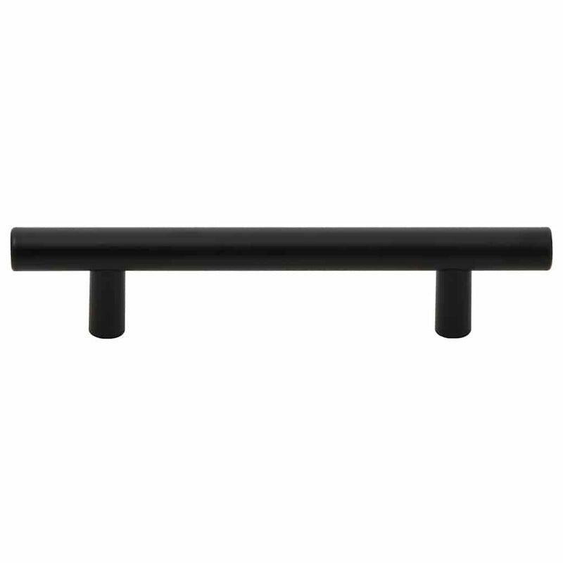 Mânere de dulap, 10 buc., negru, distanță între găuri 96 mm lungime totală 150 mm, oțel inoxidabil