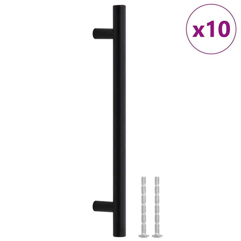 Mânere de dulap, 10 buc., negru, distanță între găuri 160 mm lungime totală 224 mm, oțel inoxidabil