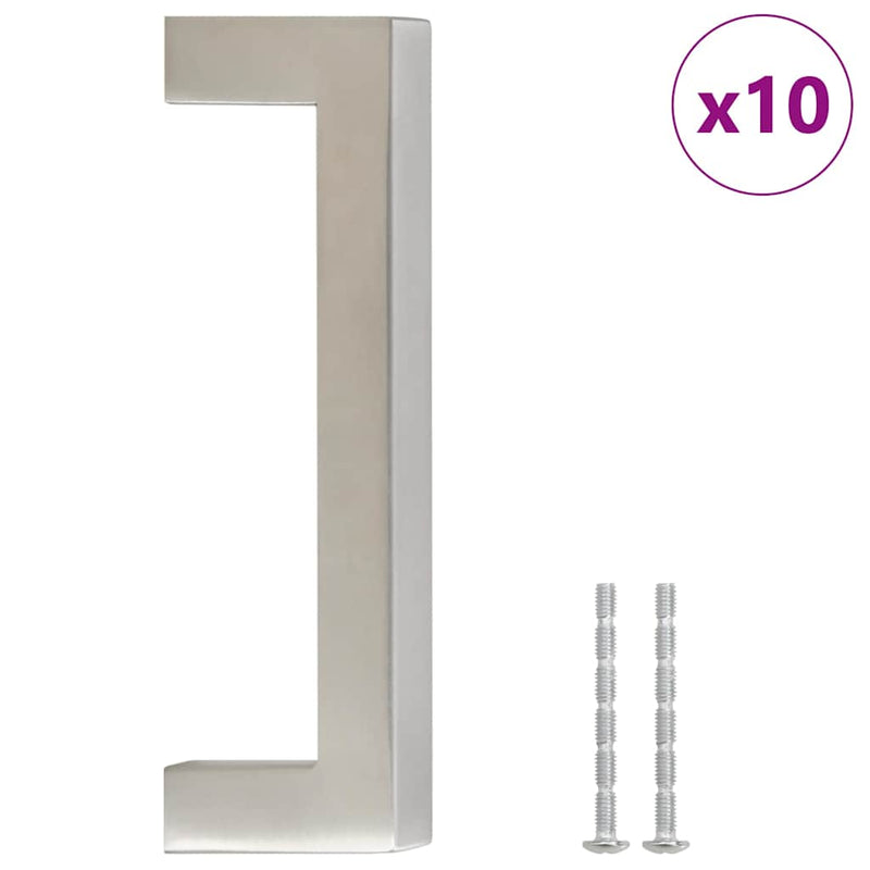 Mânere de dulap, 10 buc., argintiu, 96 mm, oțel inoxidabil
