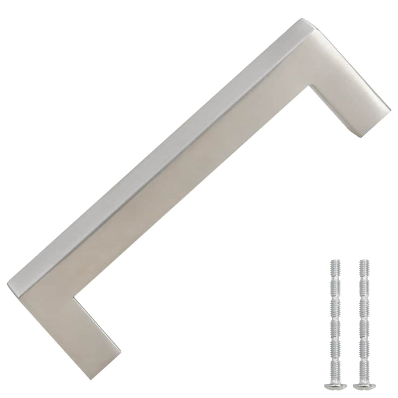 Mânere de dulap, 10 buc., argintiu, 96 mm, oțel inoxidabil