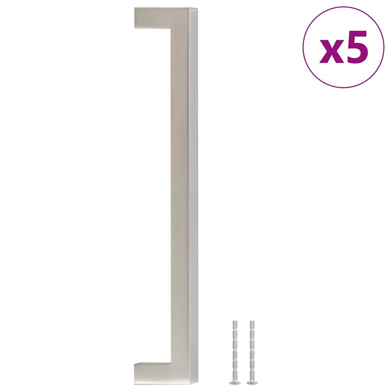 Mânere de dulap, 5 buc., argintiu, 192 mm, oțel inoxidabil