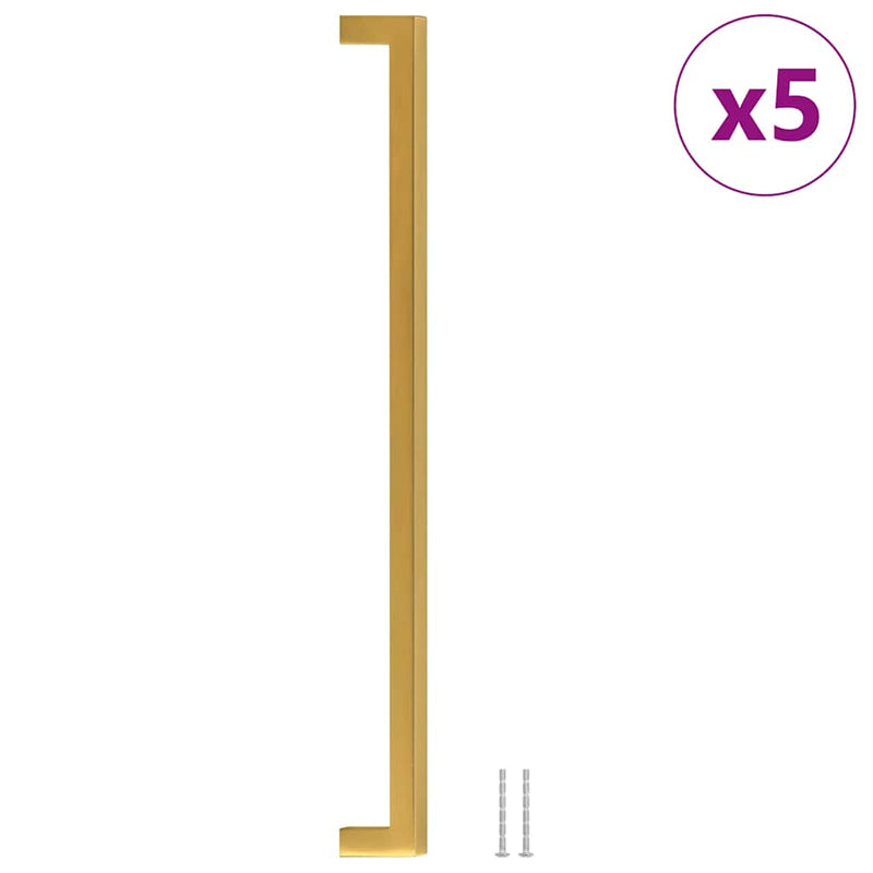 Mânere de dulap, 5 buc., auriu, 320 mm, oțel inoxidabil