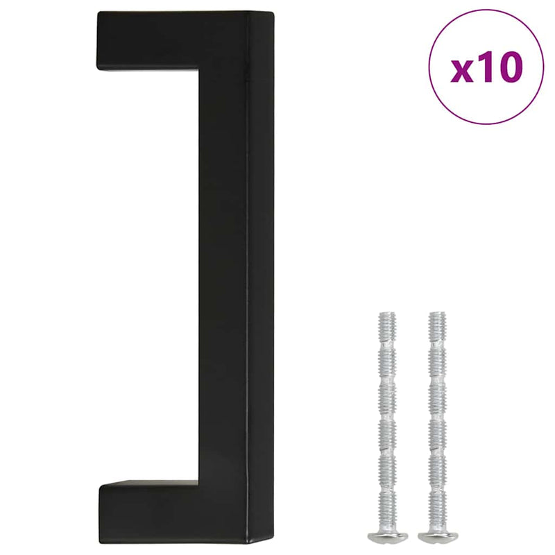 Mânere de dulap, 10 buc., negru, 96 mm, oțel inoxidabil