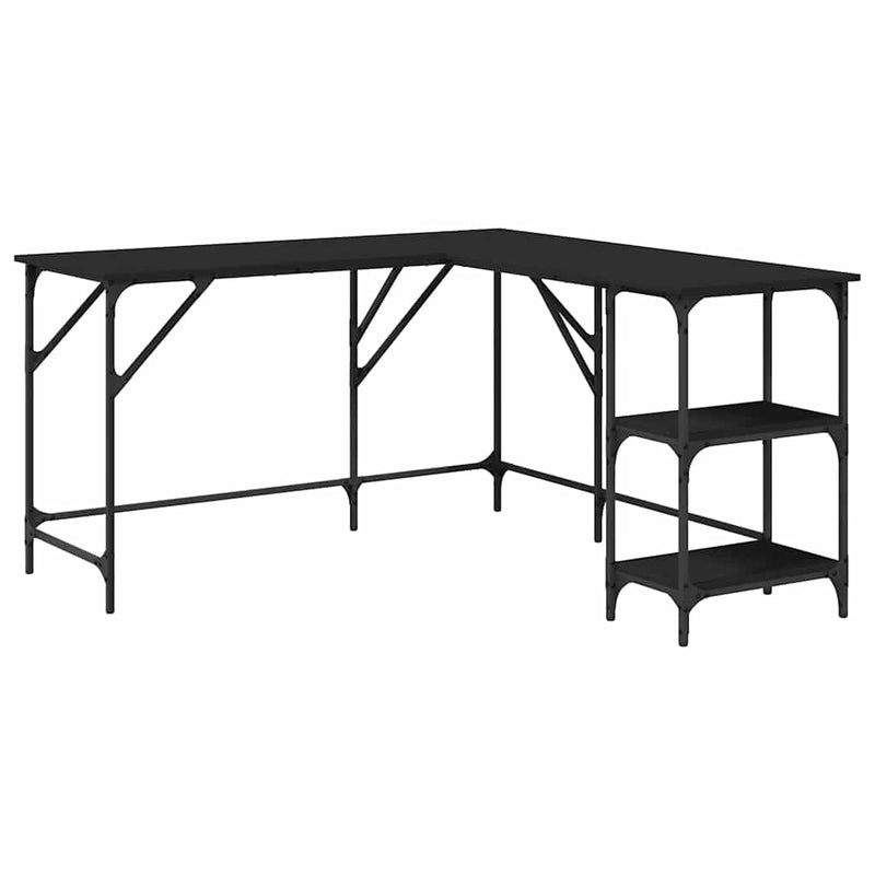 Birou, negru, 139x139x75 cm, lemn prelucrat