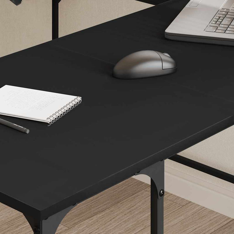 Birou, negru, 139x139x75 cm, lemn prelucrat