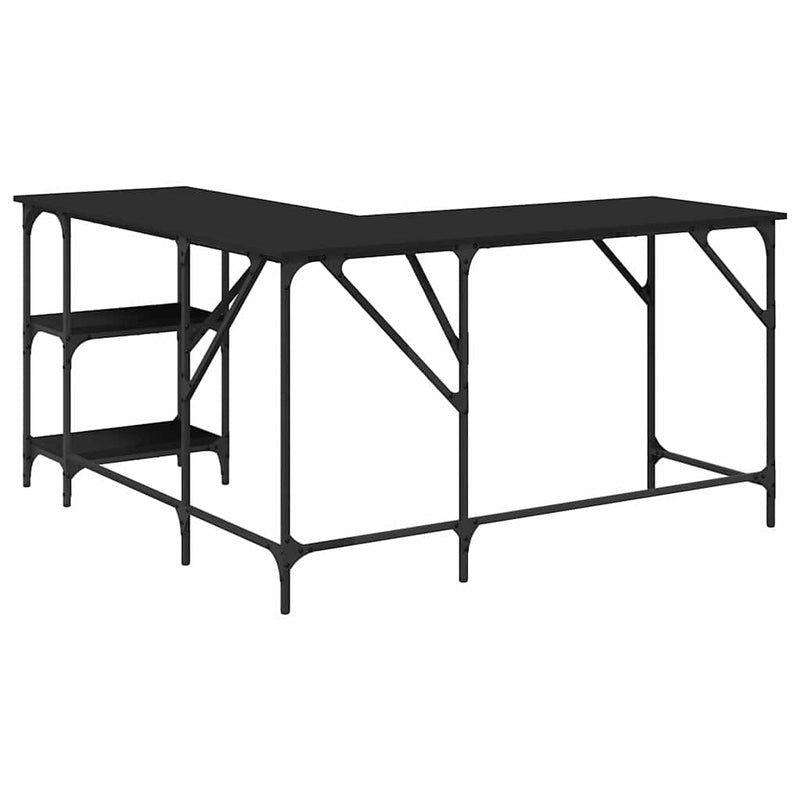 Birou, negru, 139x139x75 cm, lemn prelucrat