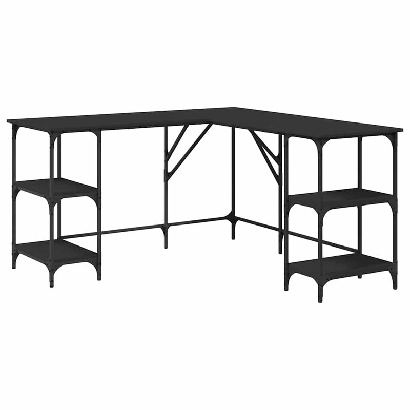 Birou, negru, 139x139x75 cm, lemn prelucrat