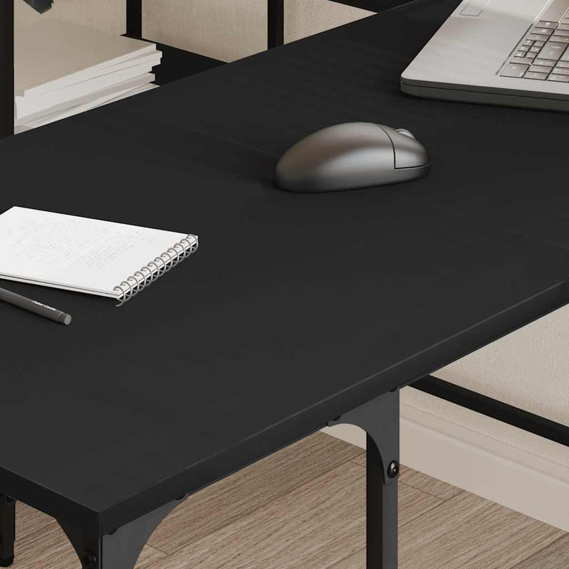 Birou, negru, 139x139x75 cm, lemn prelucrat