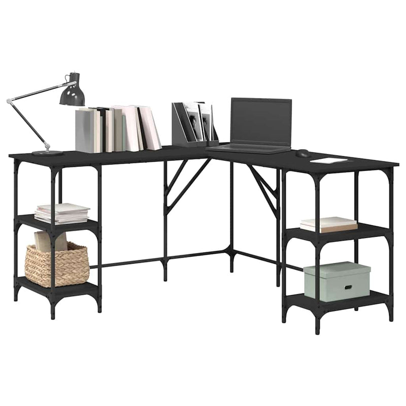 Birou, negru, 139x139x75 cm, lemn prelucrat