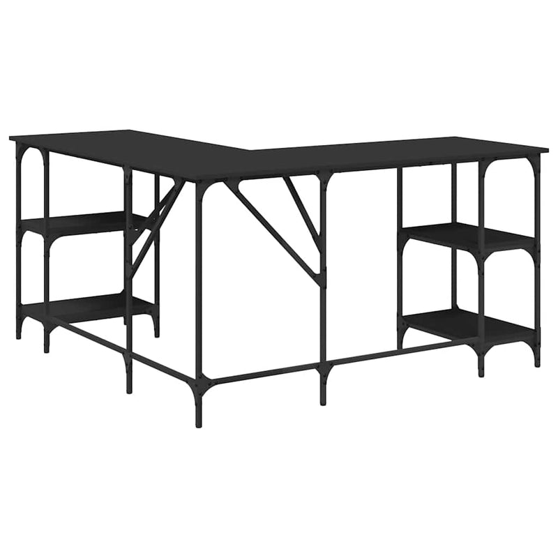 Birou, negru, 139x139x75 cm, lemn prelucrat