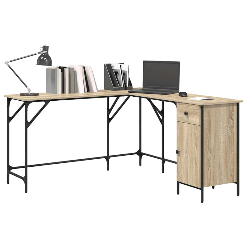 Birou, stejar sonoma, 141x141x75 cm, lemn prelucrat