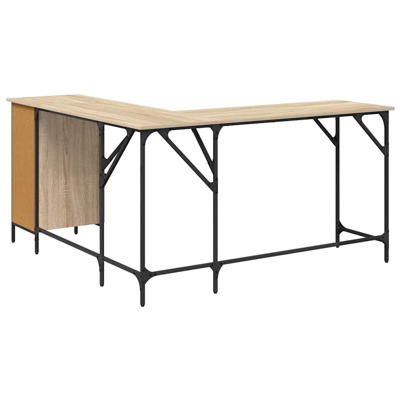 Birou, stejar sonoma, 141x141x75 cm, lemn prelucrat