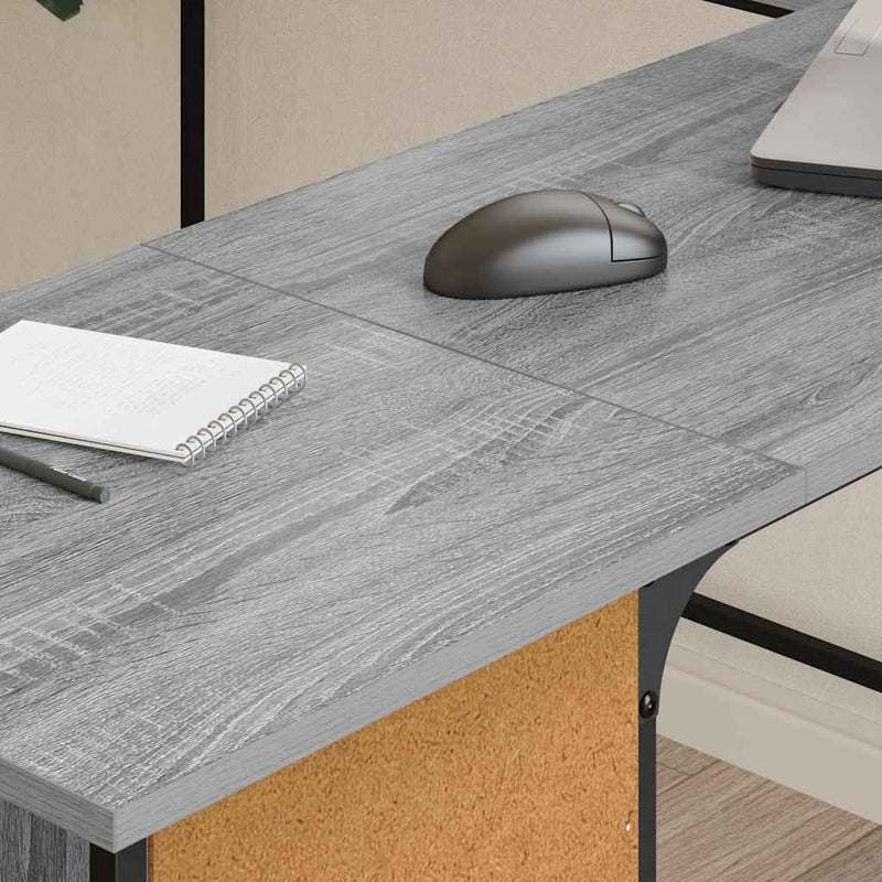 Birou, gri sonoma, 141x141x75 cm, lemn prelucrat