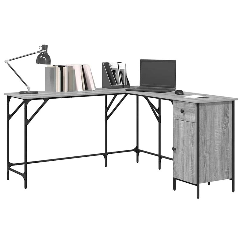 Birou, gri sonoma, 141x141x75 cm, lemn prelucrat