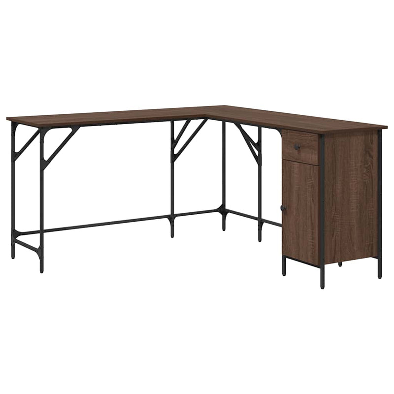 Birou, stejar maro, 141x141x75 cm, lemn prelucrat