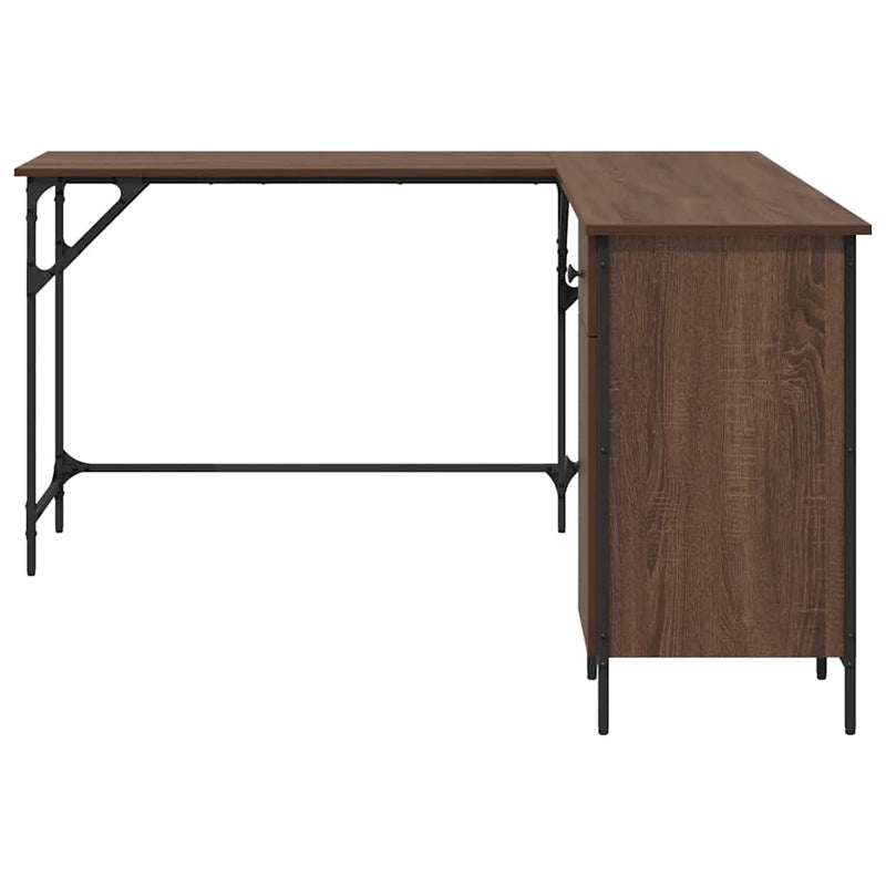 Birou, stejar maro, 141x141x75 cm, lemn prelucrat