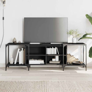 Comodă TV, negru, 153x37x50 cm, lemn compozit