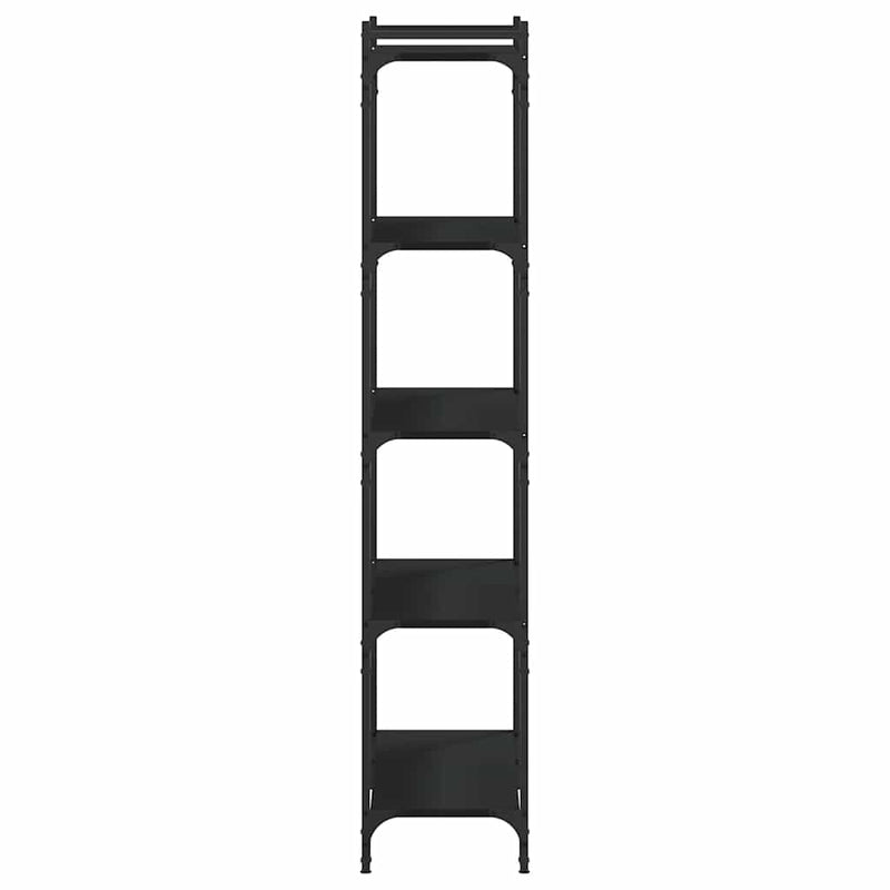 Bibliotecă cu 5 niveluri, negru, 80x30x154 cm, lemn prelucrat