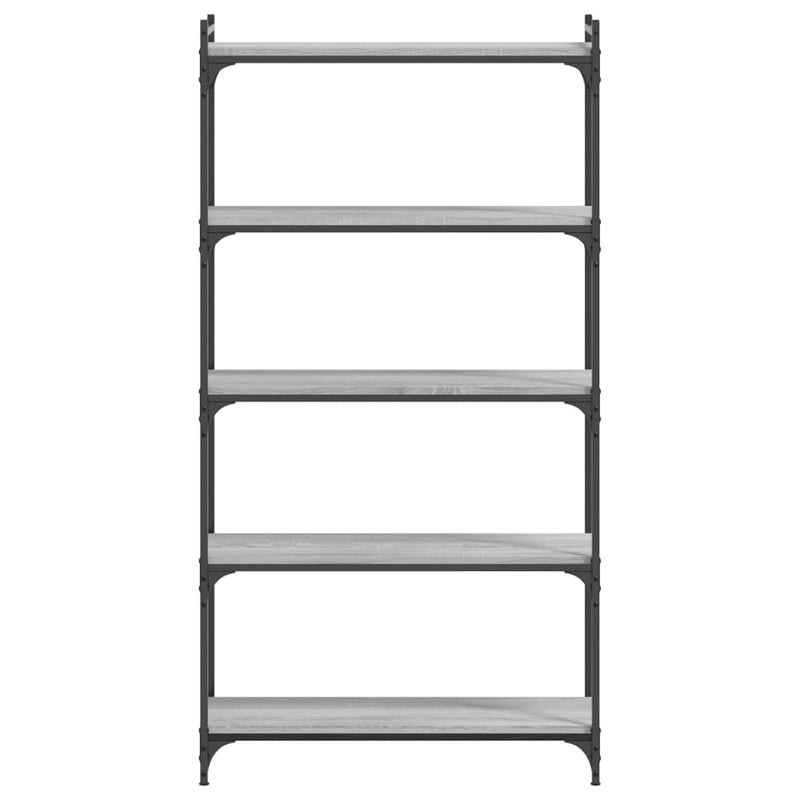 Bibliotecă cu 5 niveluri gri sonoma 80x30x154 cm lemn prelucrat