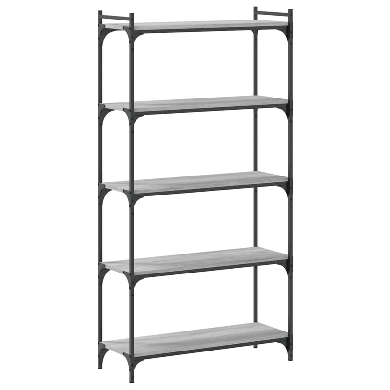 Bibliotecă cu 5 niveluri gri sonoma 80x30x154 cm lemn prelucrat