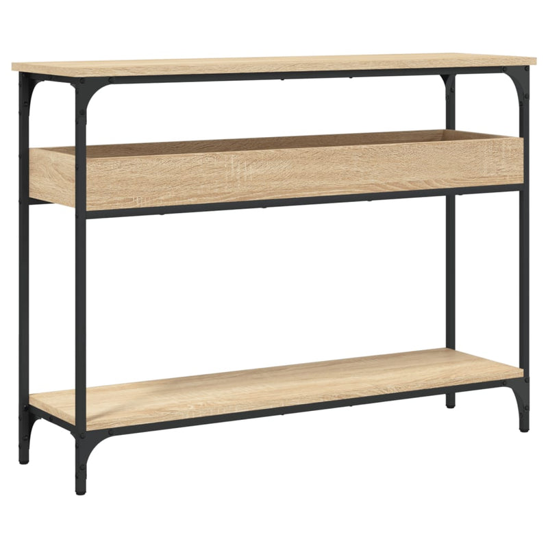 Masă consolă cu raft, stejar Sonoma, 100x29x75cm, lemn stratificat