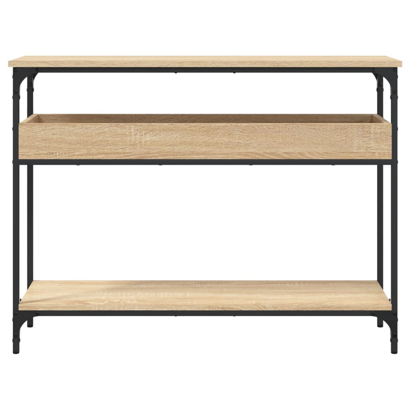 Masă consolă cu raft, stejar Sonoma, 100x29x75cm, lemn stratificat