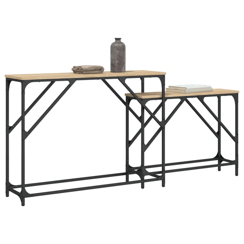 Mese console suprapuse, 2 buc, stejar sonoma, lemn prelucrat