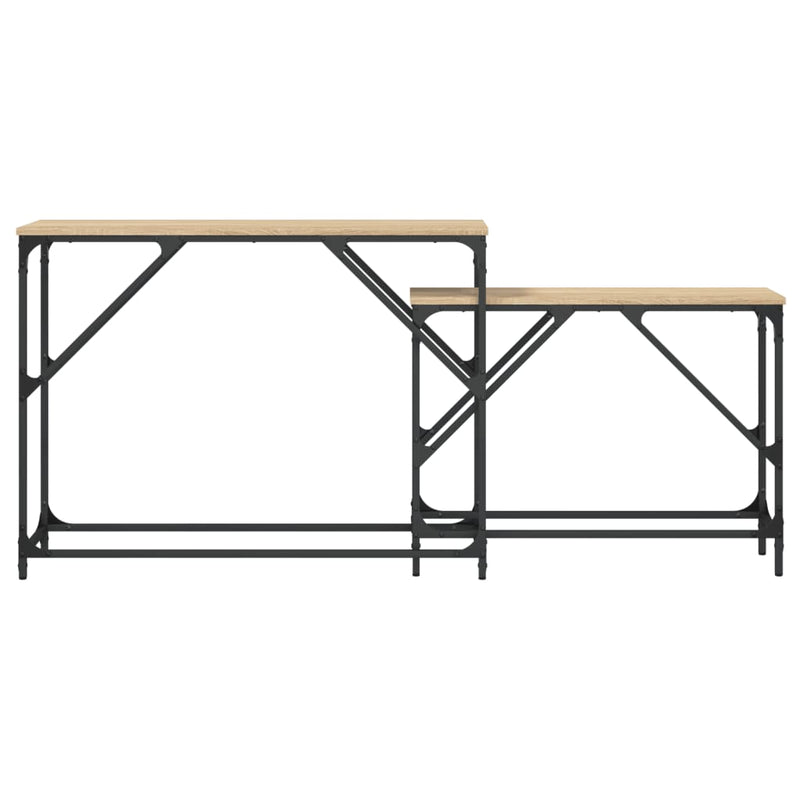 Mese console suprapuse, 2 buc, stejar sonoma, lemn prelucrat