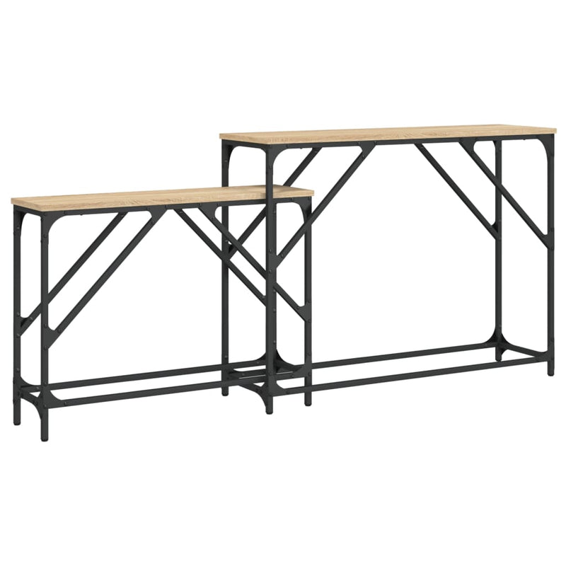 Mese console suprapuse, 2 buc, stejar sonoma, lemn prelucrat