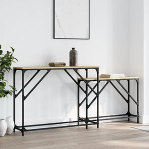 Mese console suprapuse, 2 buc, stejar sonoma, lemn prelucrat