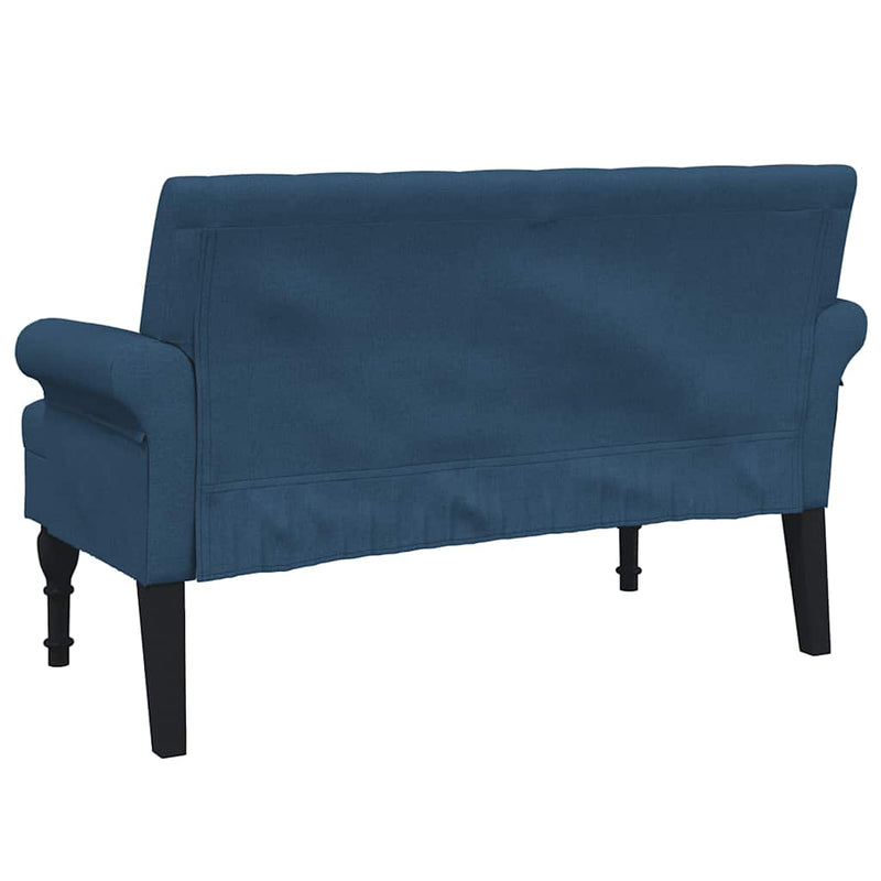 Bancă cu spătar, albastru, 120x62x75,5 cm, textil