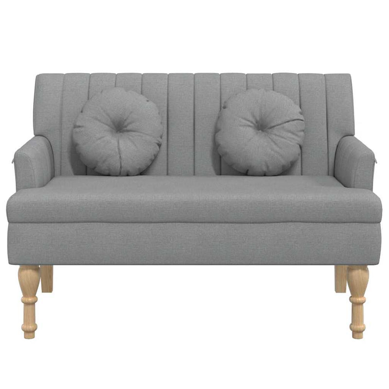 Banchetă cu perne, gri deschis, 113x64,5x75,5 cm, textil