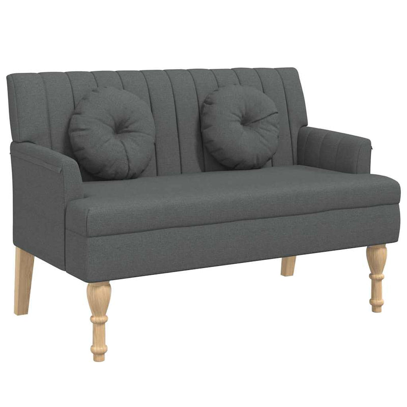 Banchetă cu perne, gri închis, 113x64,5x75,5 cm, textil